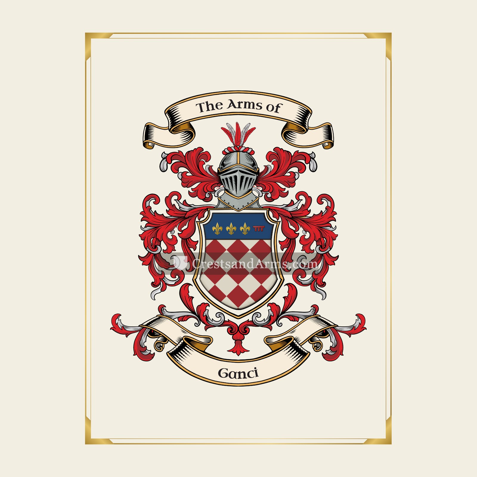 With gold border