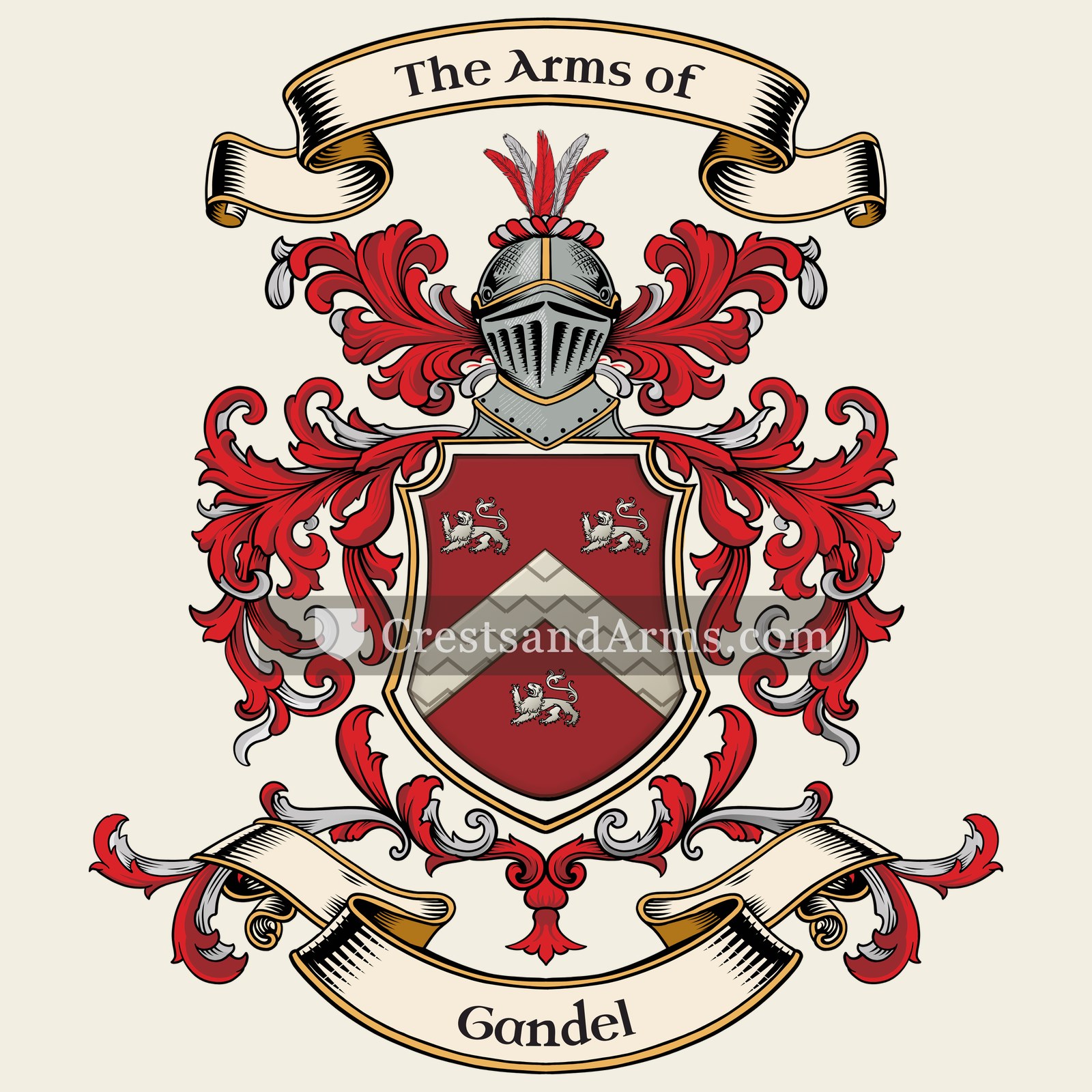 The Gandel coat of arms, drawn from the recorded blazon