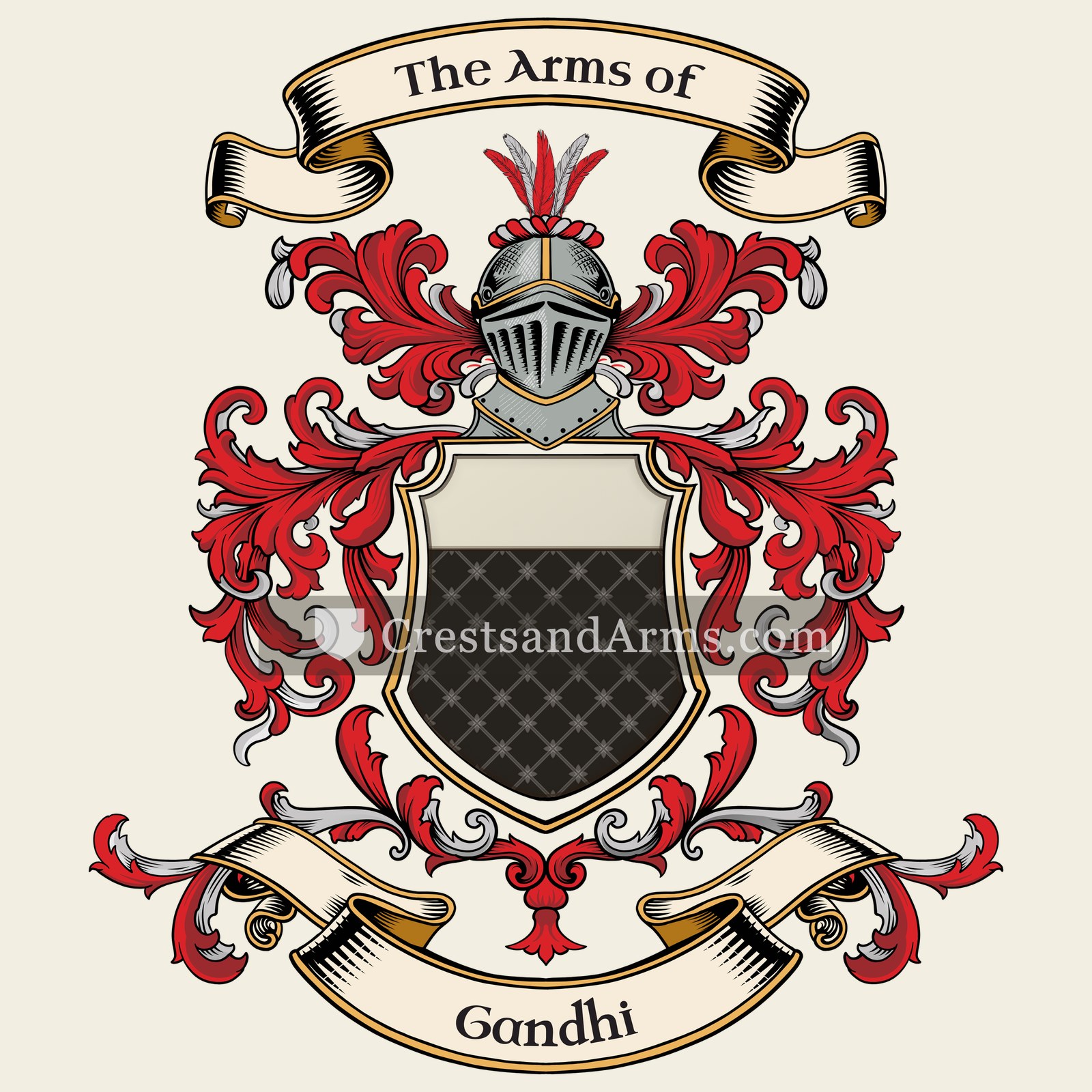 The Gandhi coat of arms, drawn from the recorded blazon