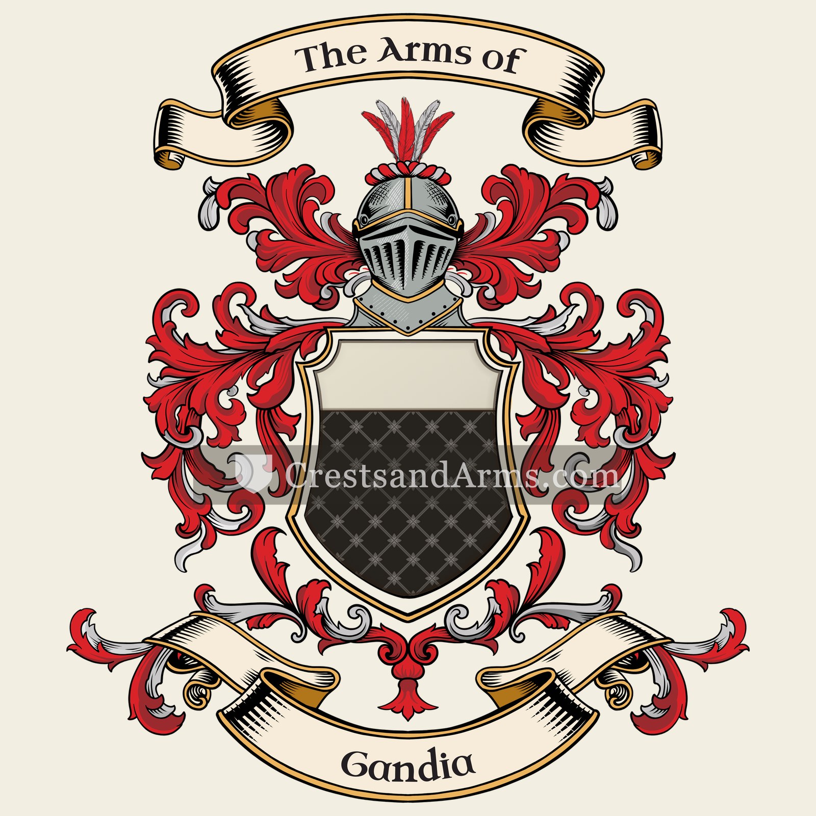The Gandia coat of arms, drawn from the recorded blazon
