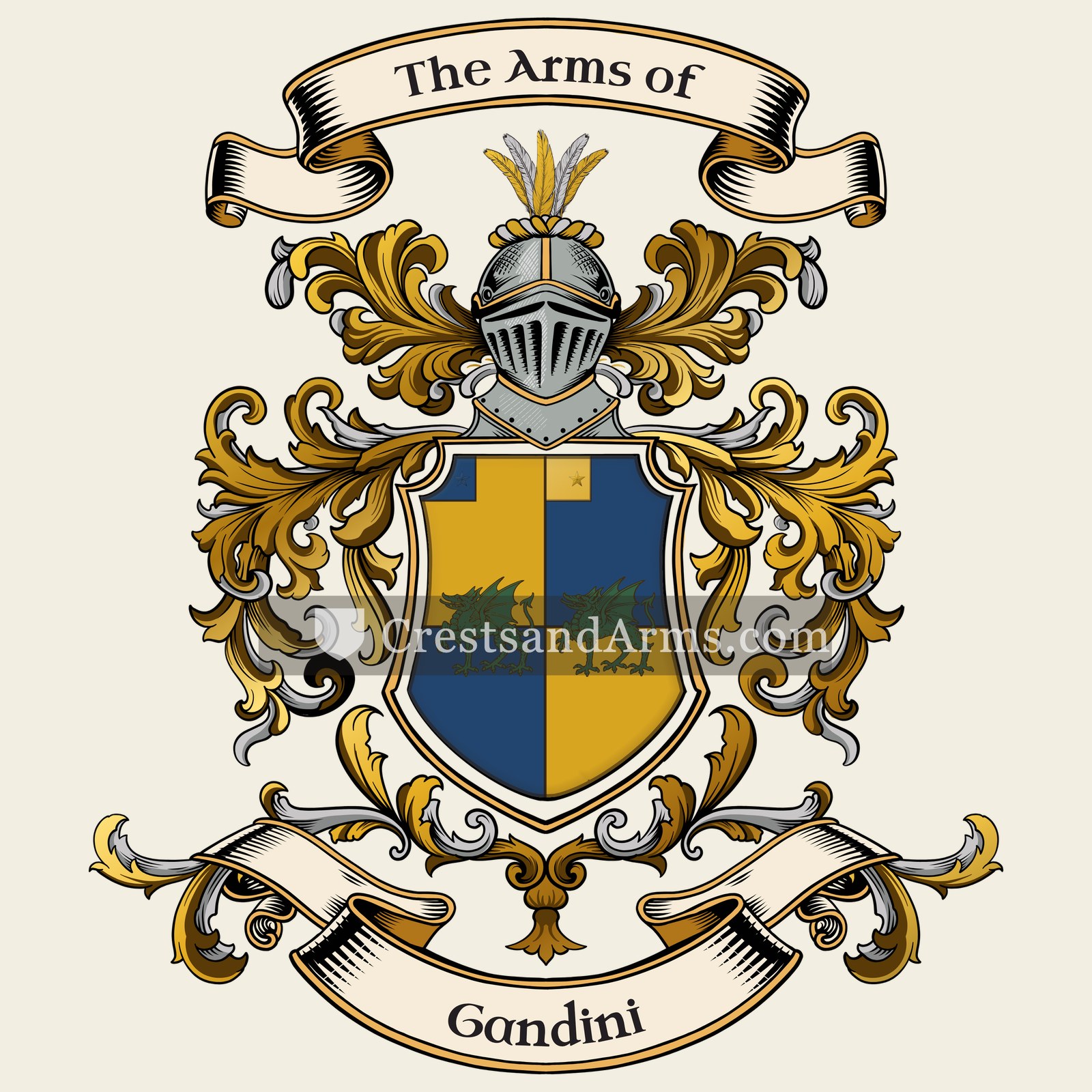 The Gandini coat of arms, drawn from the recorded blazon