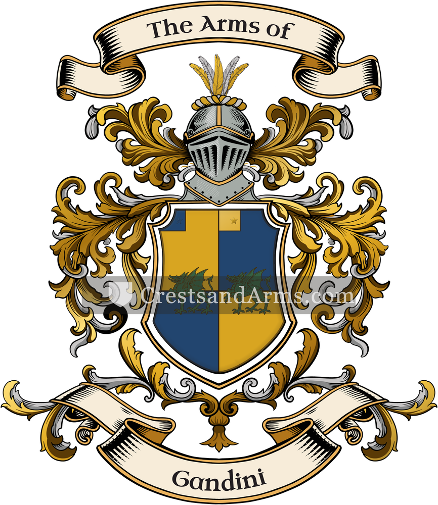 The Gandini coat of arms, drawn from the recorded blazon