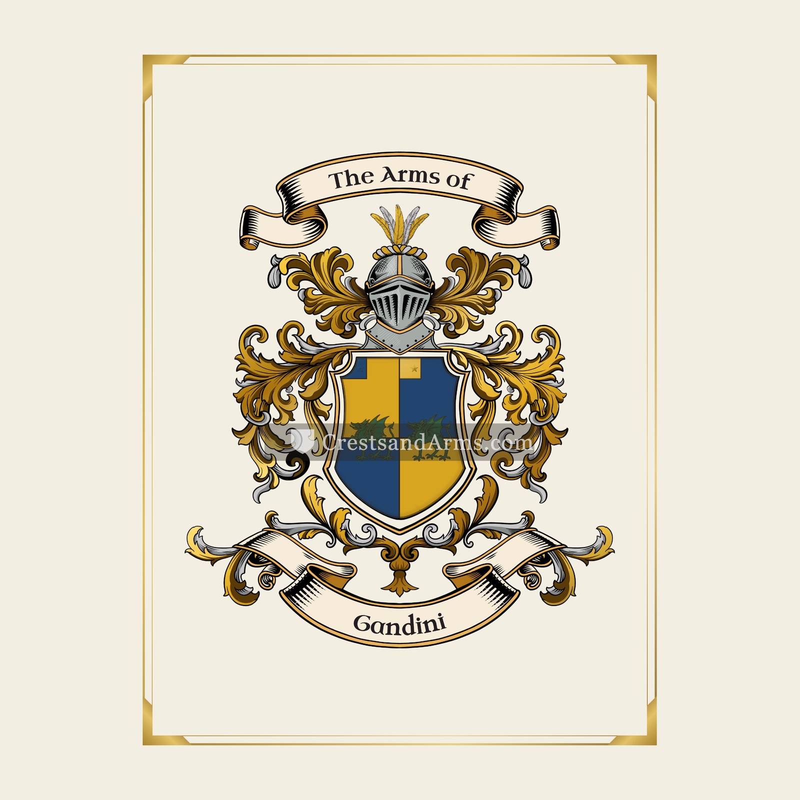 With gold border