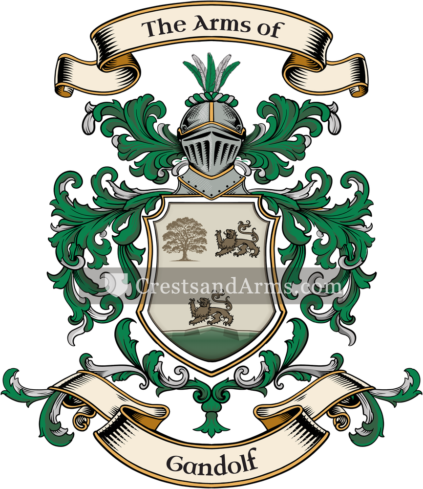 The Gandolf coat of arms, drawn from the recorded blazon