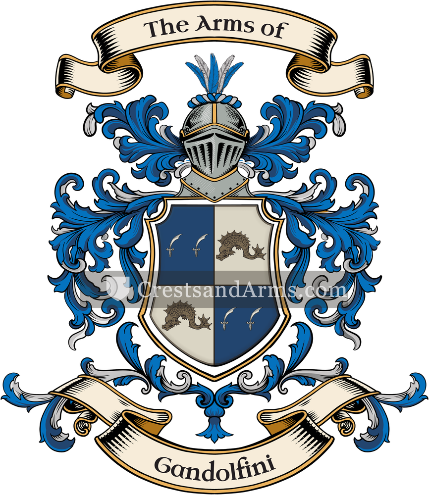 The Gandolfini coat of arms, drawn from the recorded blazon