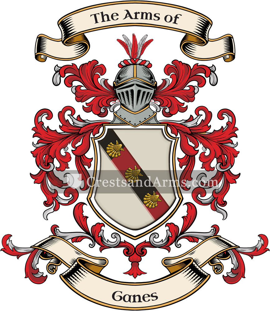 The Ganes coat of arms, drawn from the recorded blazon