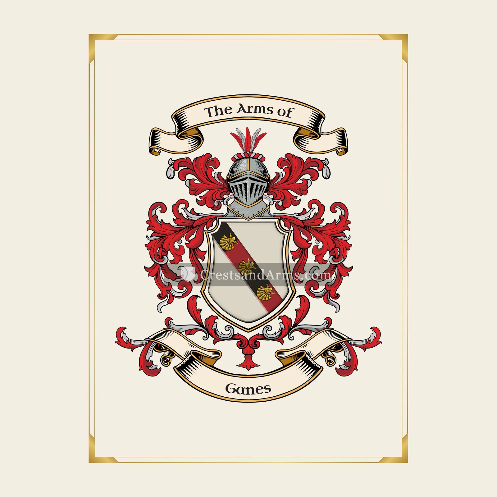 With gold border