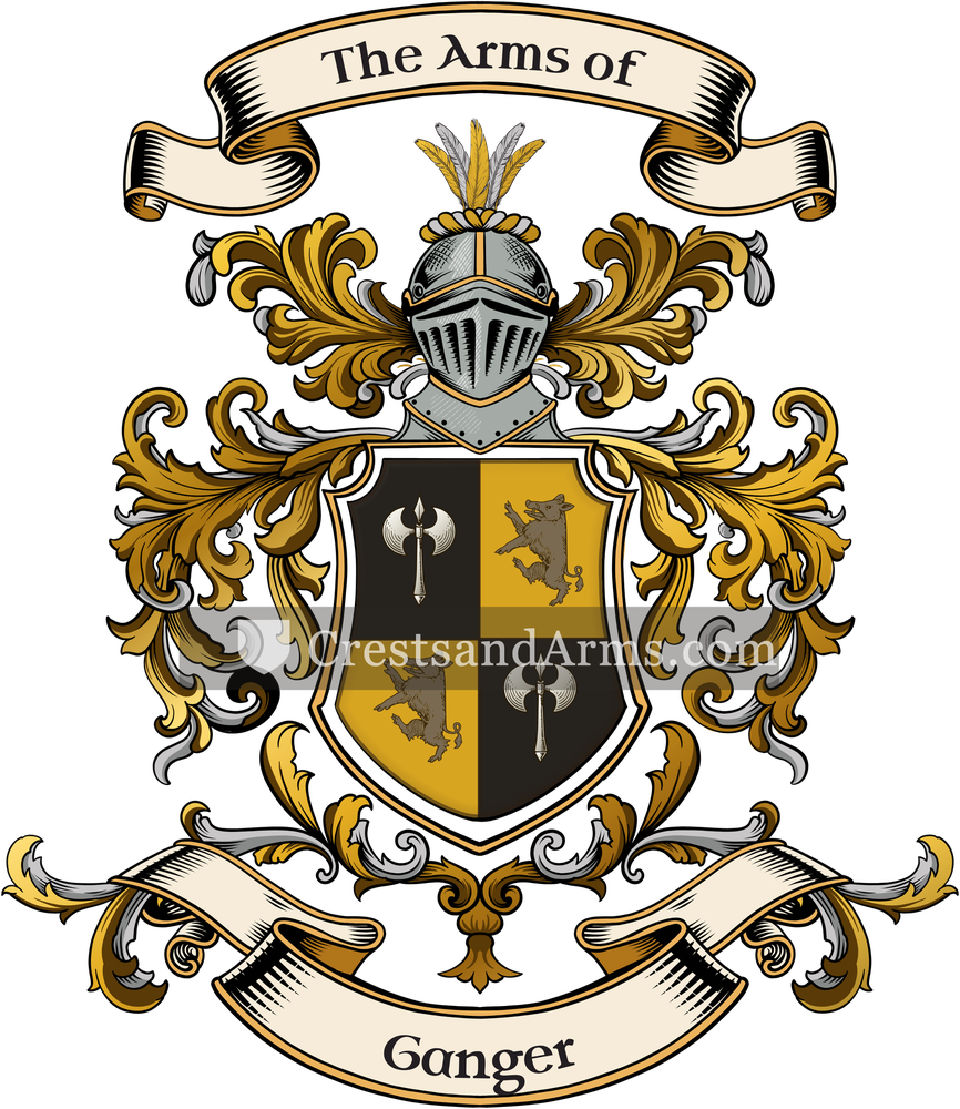 The Ganger coat of arms, drawn from the recorded blazon