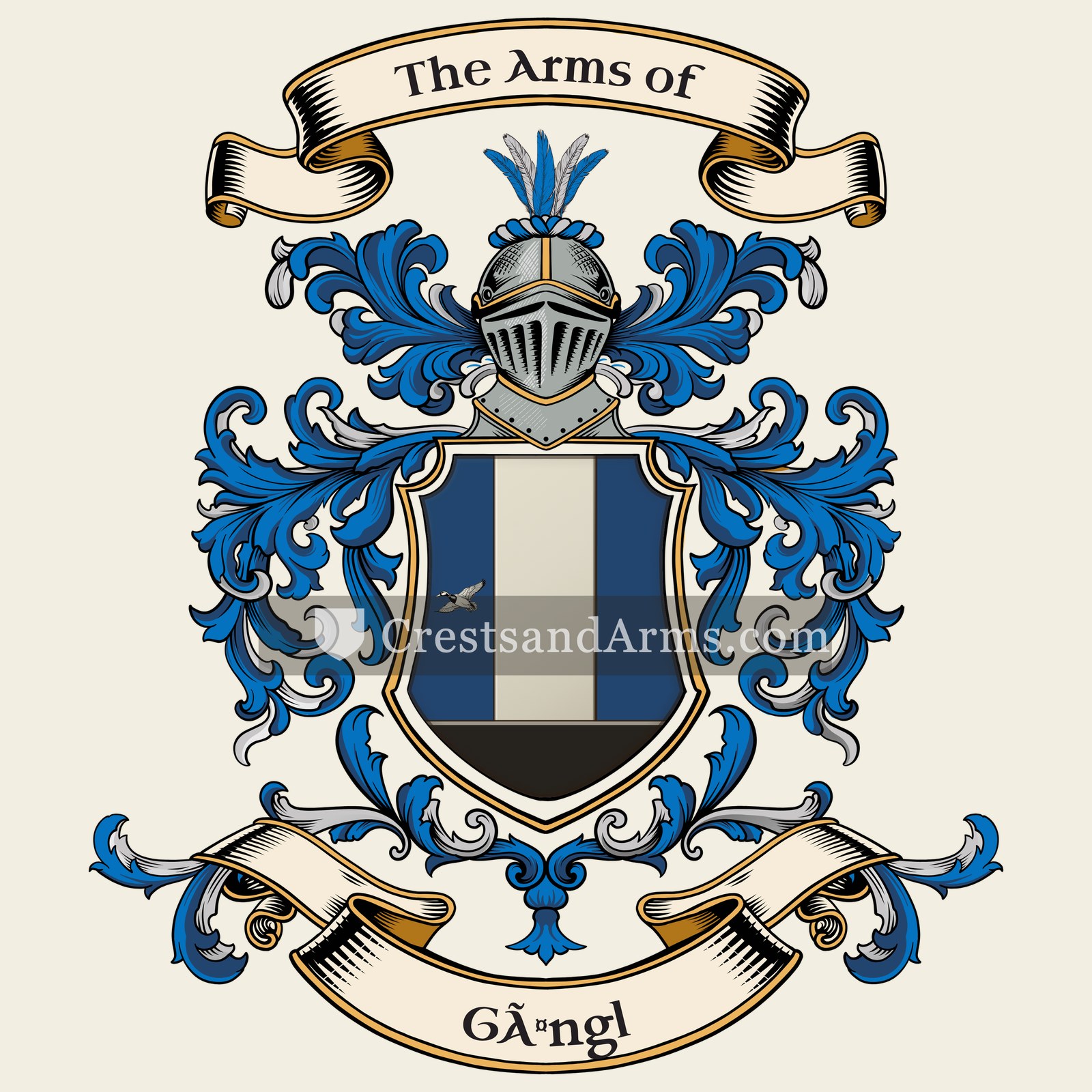 The Gängl coat of arms, drawn from the recorded blazon
