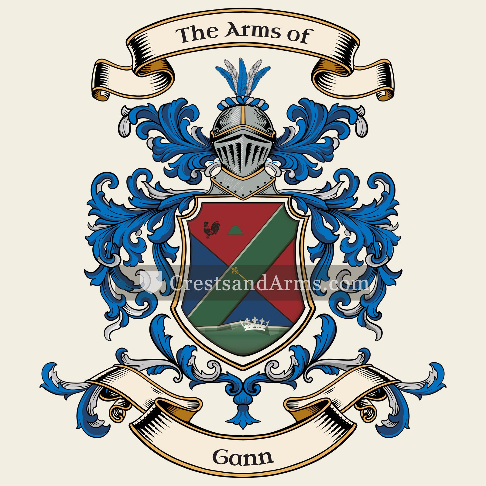 The Gann coat of arms, drawn from the recorded blazon