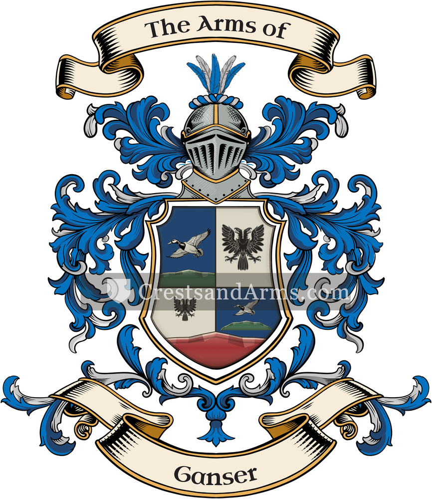 The Ganser coat of arms, drawn from the recorded blazon