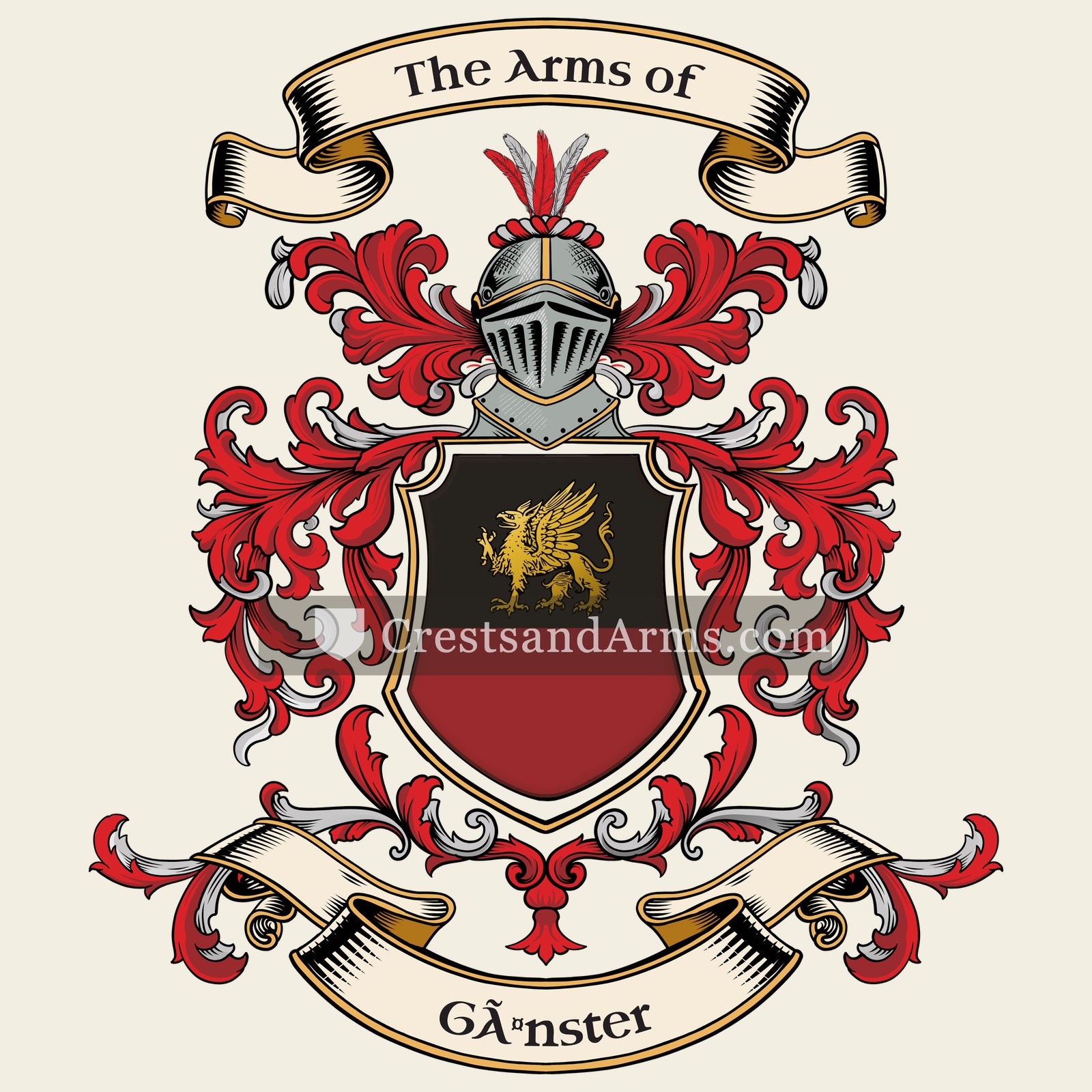 The Gänster coat of arms, drawn from the recorded blazon