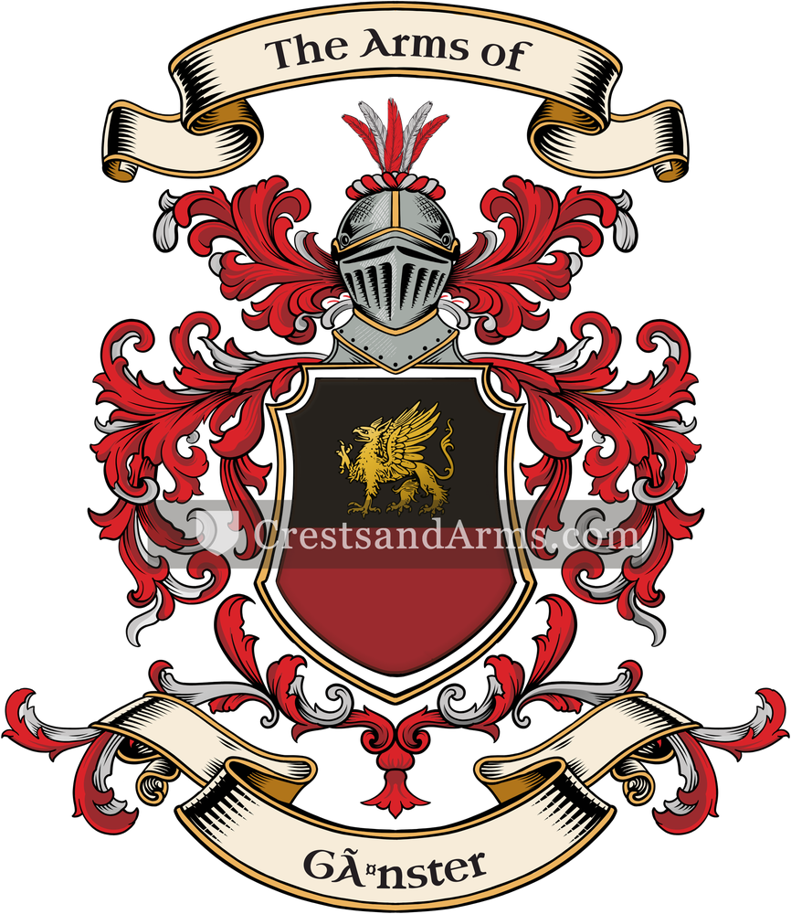 The Gänster coat of arms, drawn from the recorded blazon