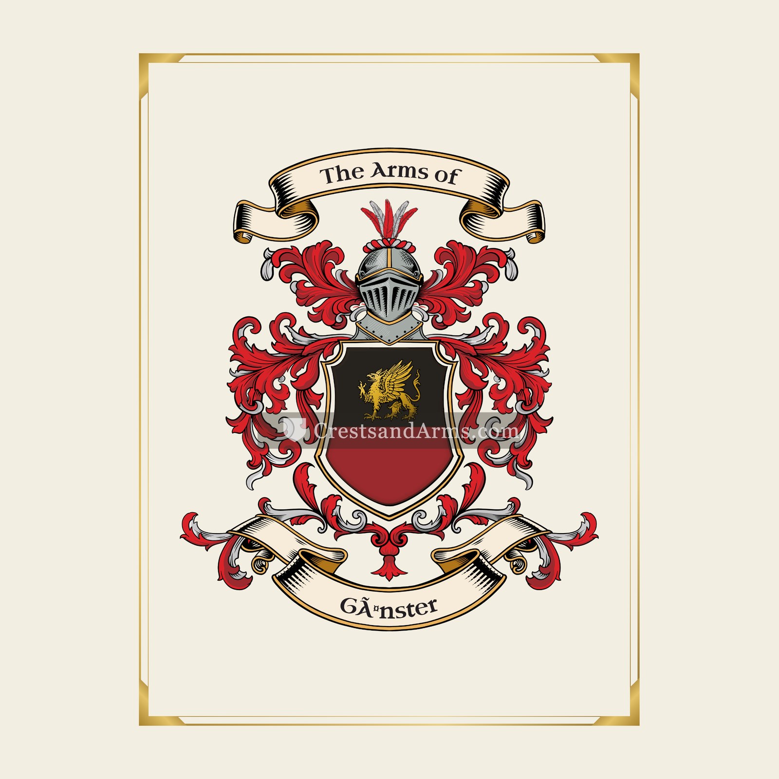 With gold border