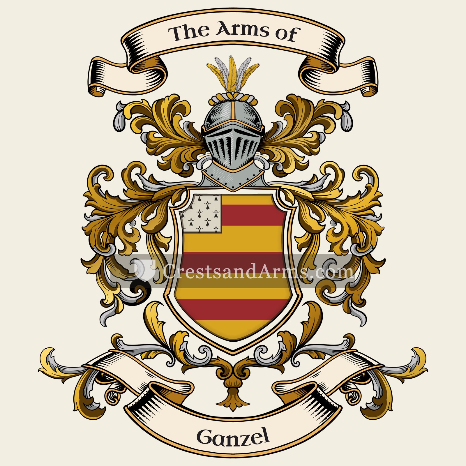 The Ganzel coat of arms, drawn from the recorded blazon