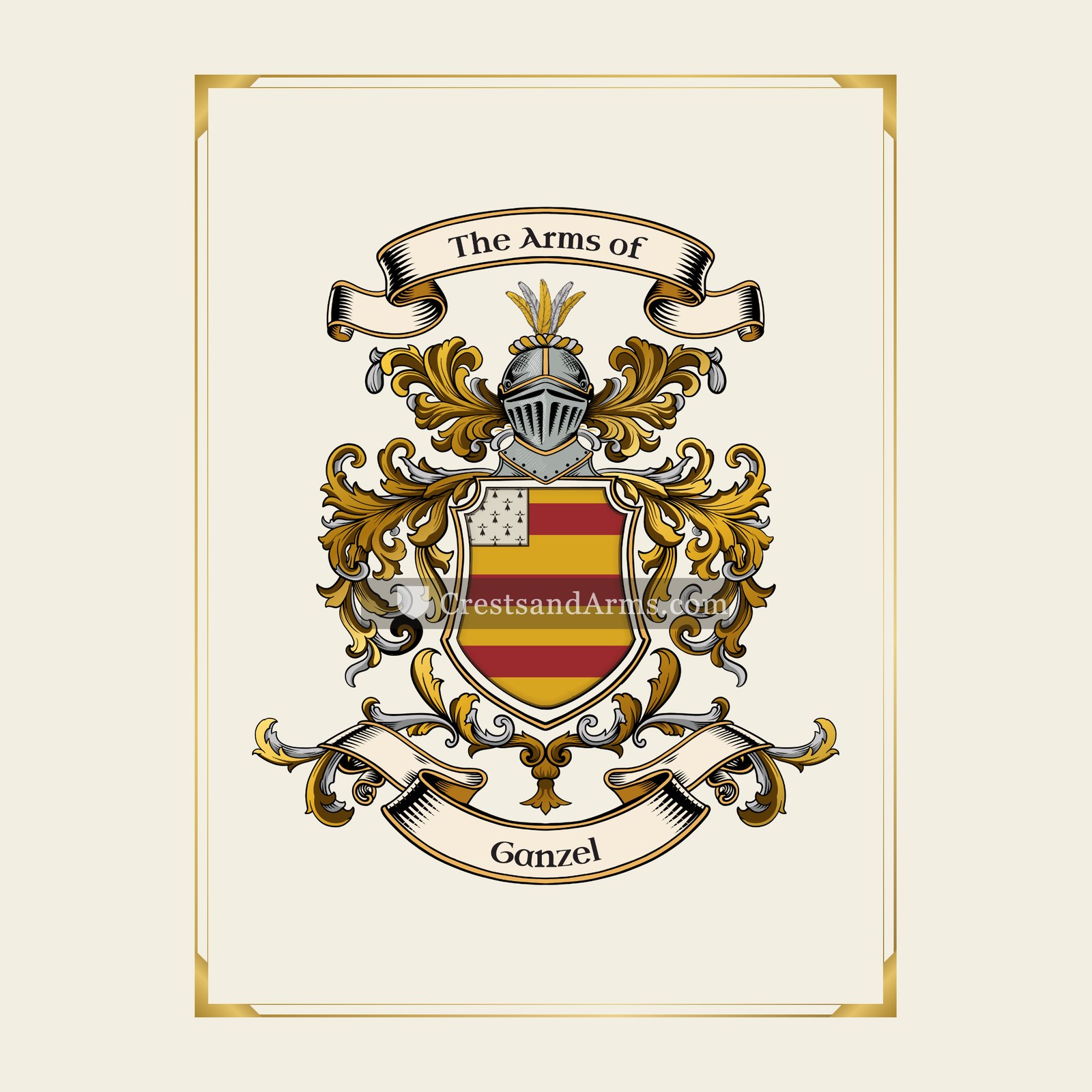 With gold border