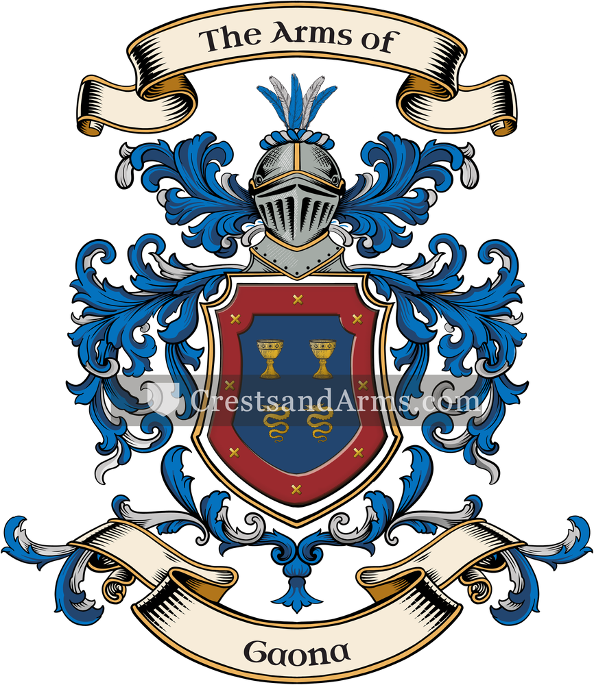 The Gaona coat of arms, drawn from the recorded blazon