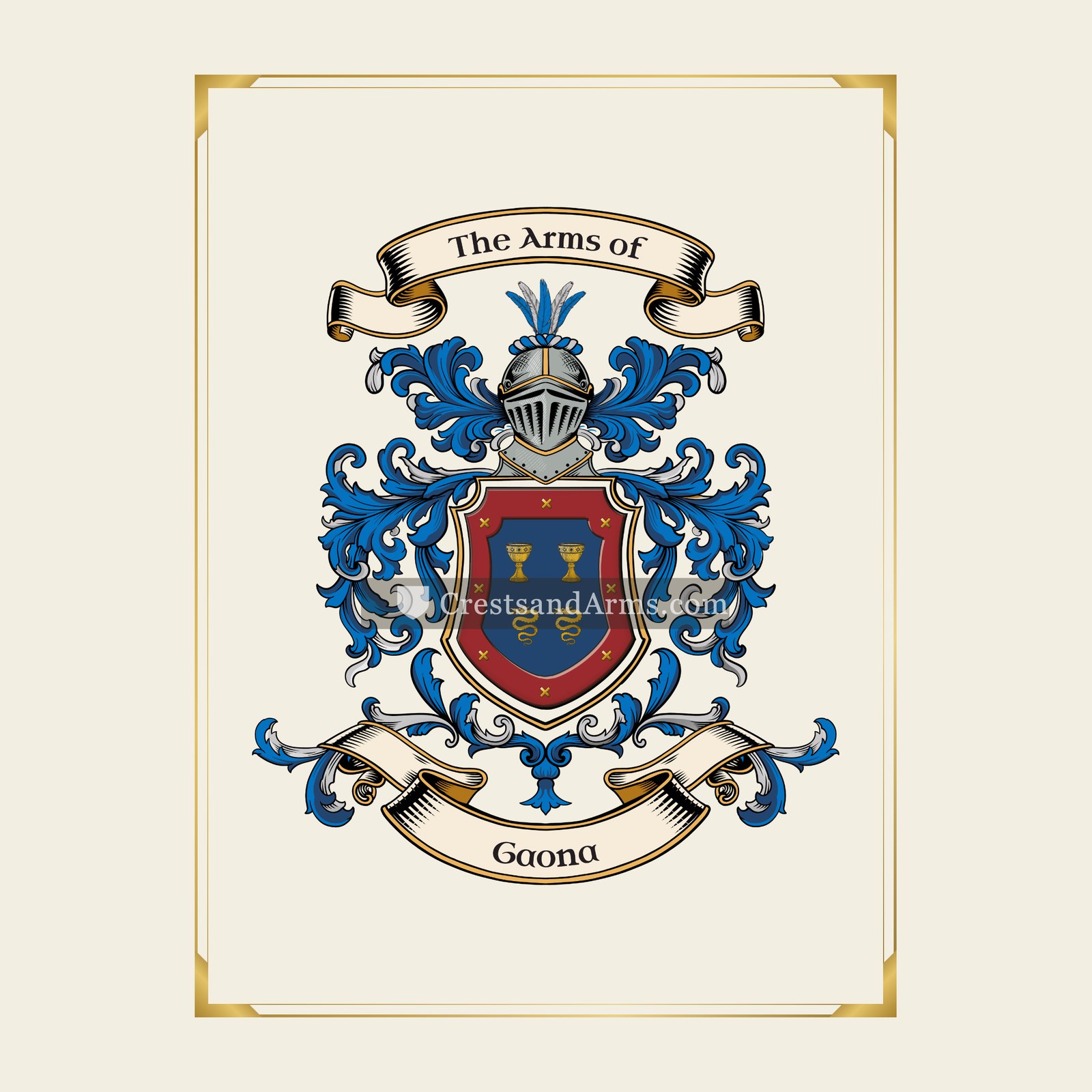 With gold border