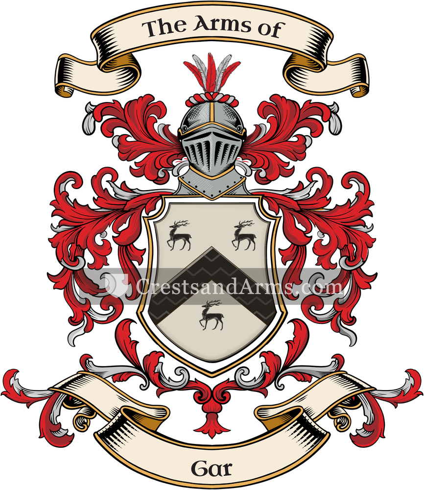 The Gar coat of arms, drawn from the recorded blazon