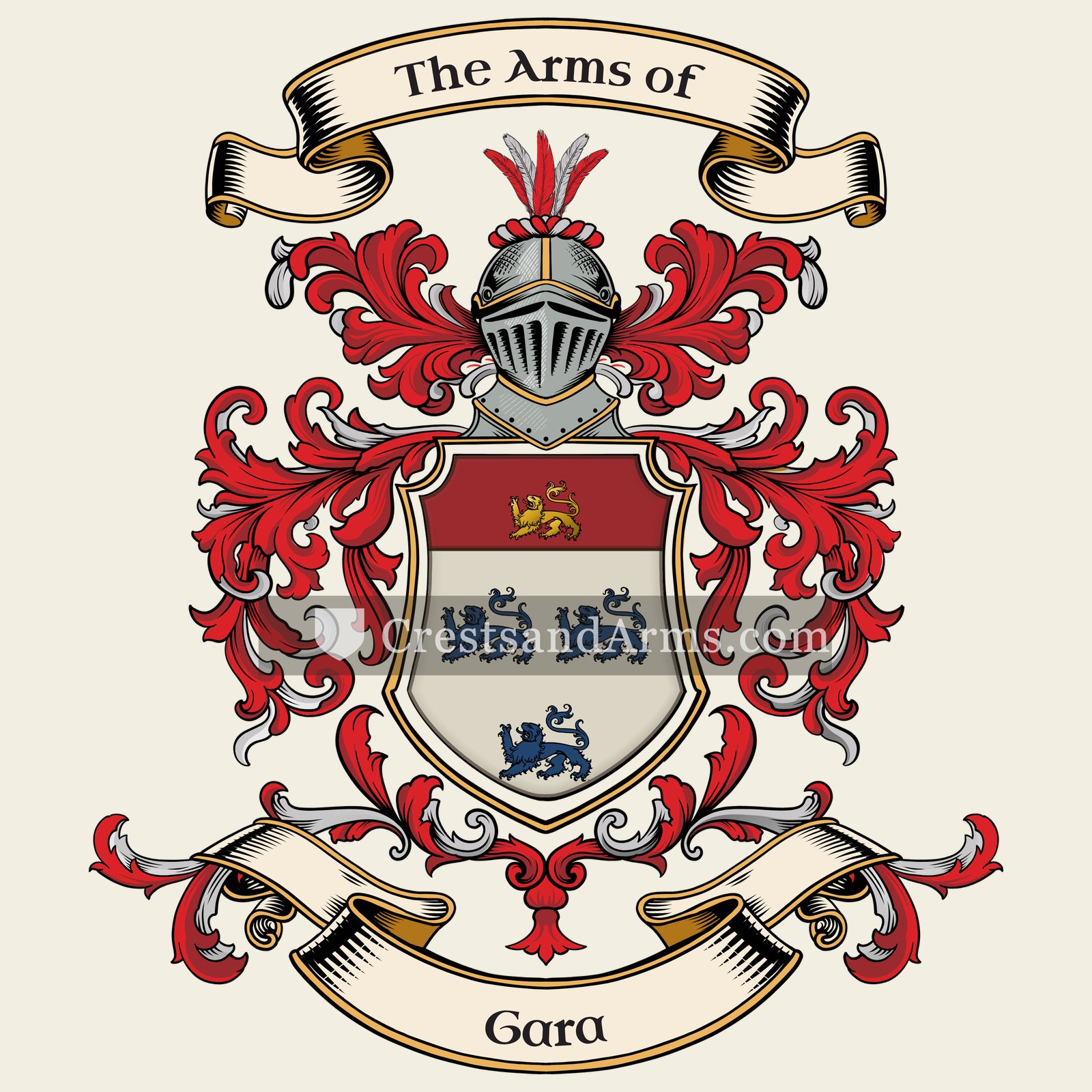 The Gara coat of arms, drawn from the recorded blazon