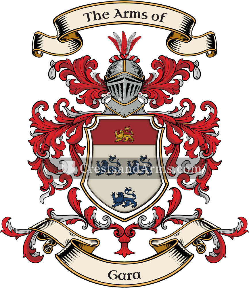 The Gara coat of arms, drawn from the recorded blazon