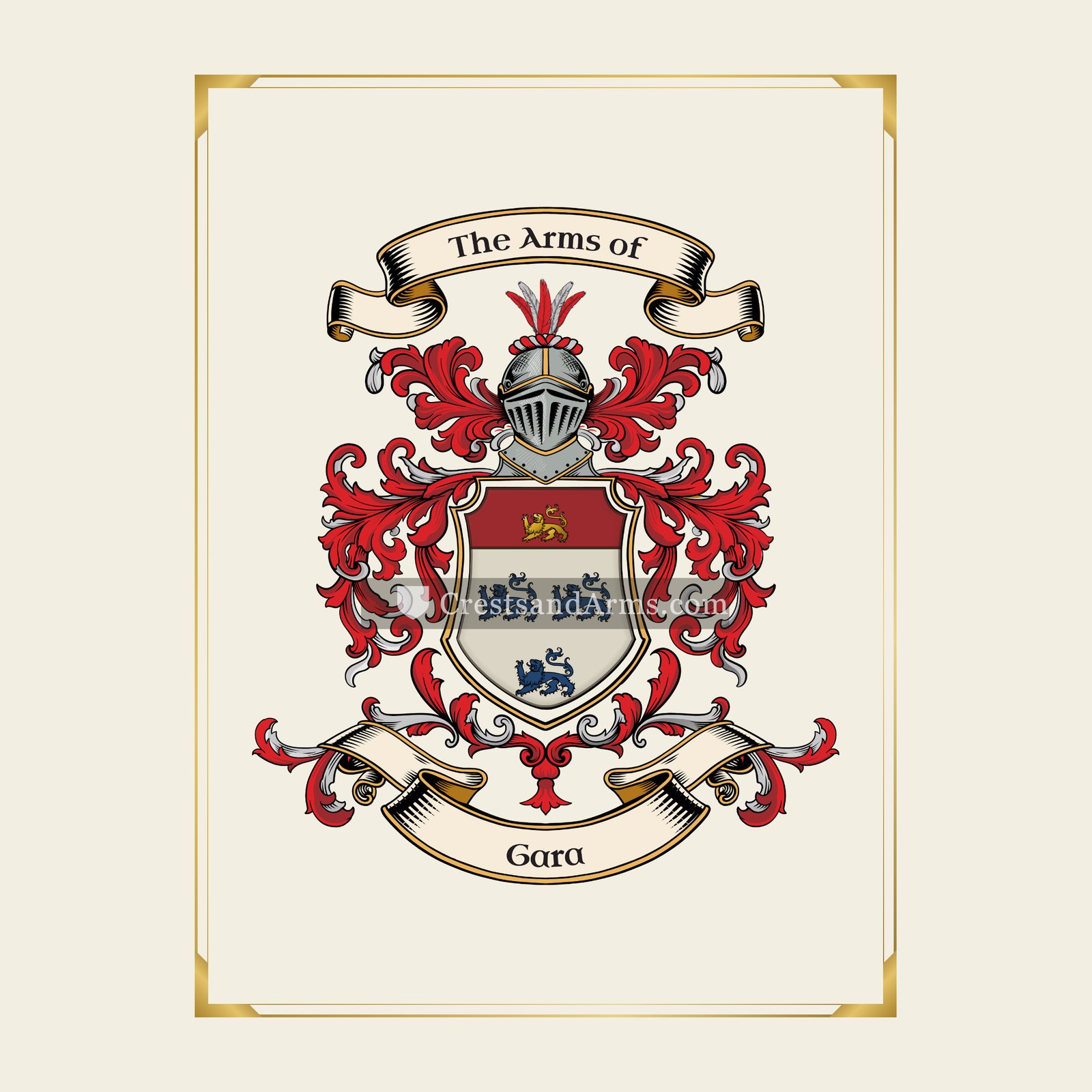 With gold border
