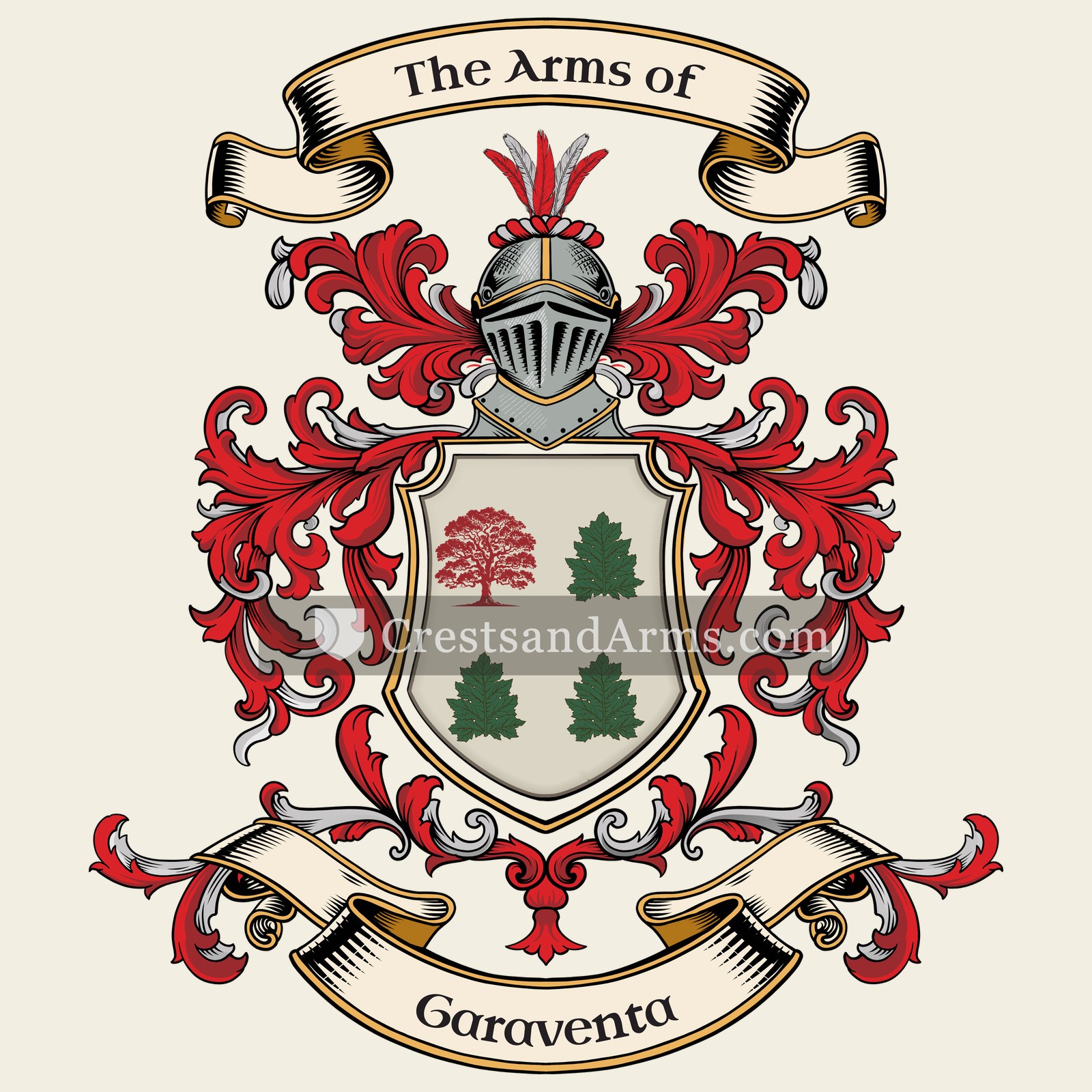 The Garaventa coat of arms, drawn from the recorded blazon