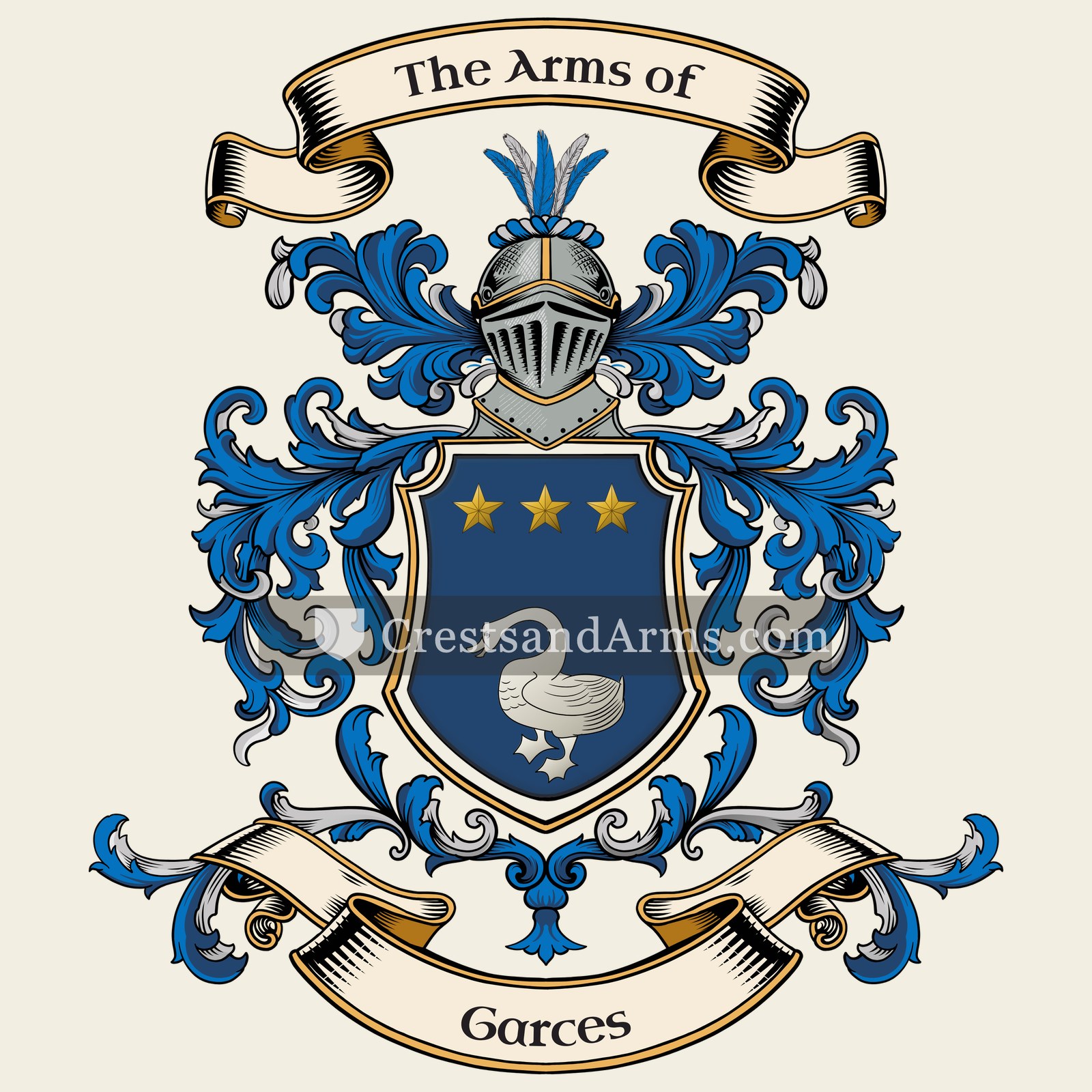 The Garces coat of arms, drawn from the recorded blazon