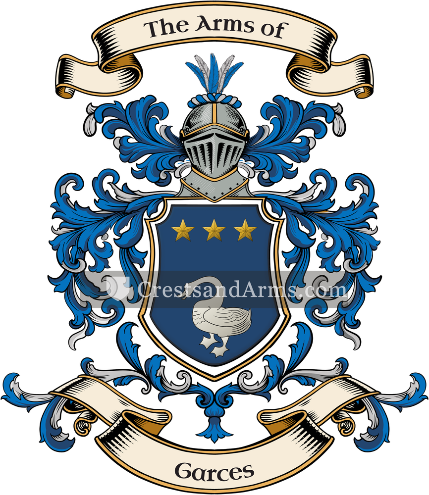 The Garces coat of arms, drawn from the recorded blazon