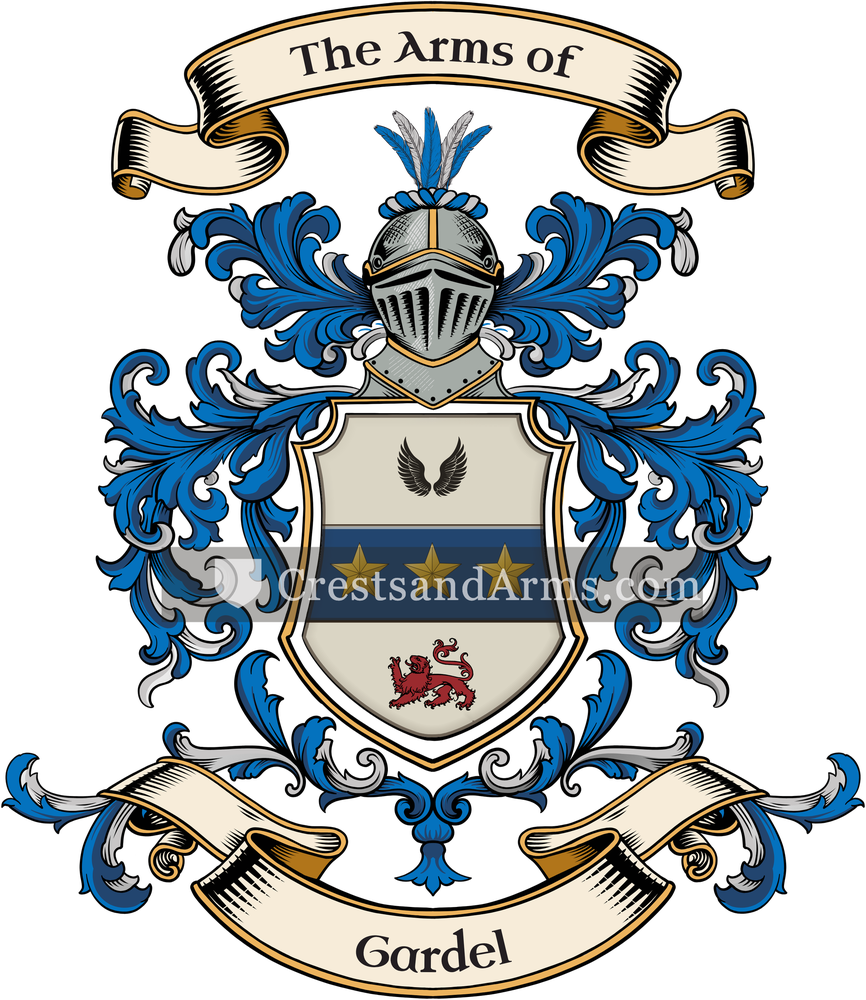 The Gardel coat of arms, drawn from the recorded blazon
