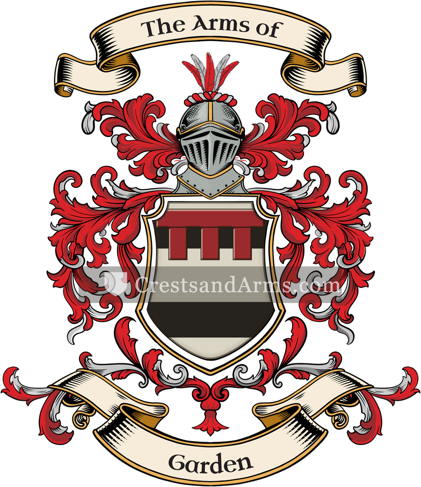 The Garden coat of arms, drawn from the recorded blazon