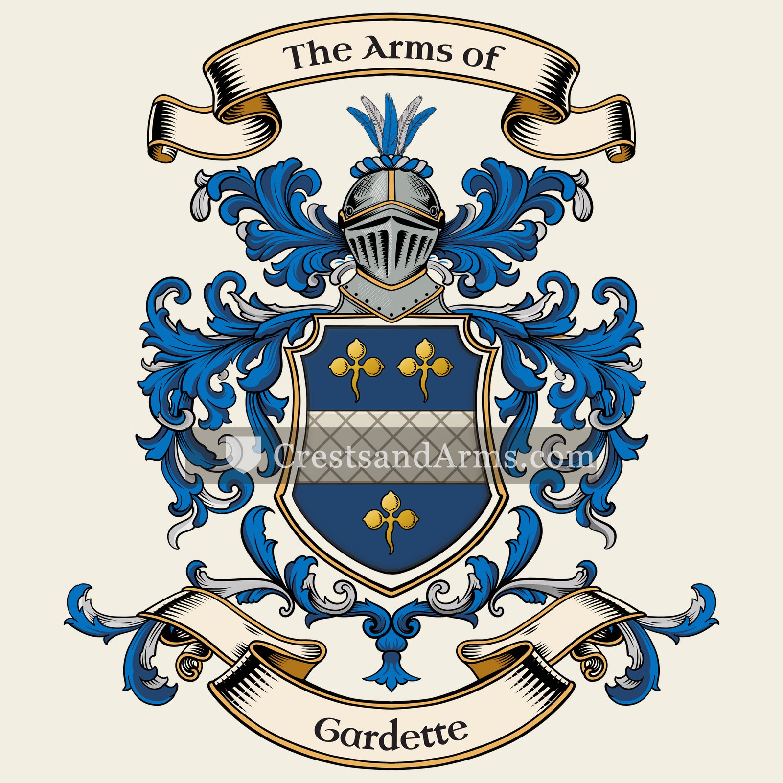 The Gardette coat of arms, drawn from the recorded blazon