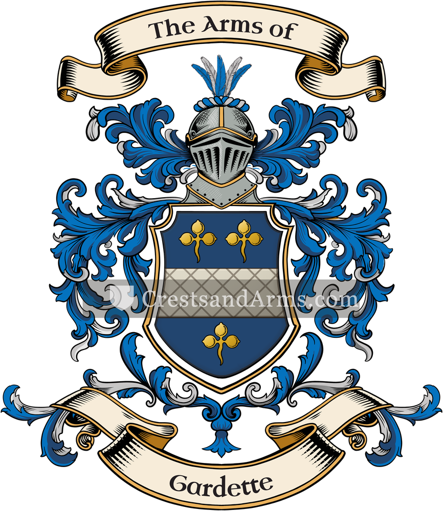 The Gardette coat of arms, drawn from the recorded blazon