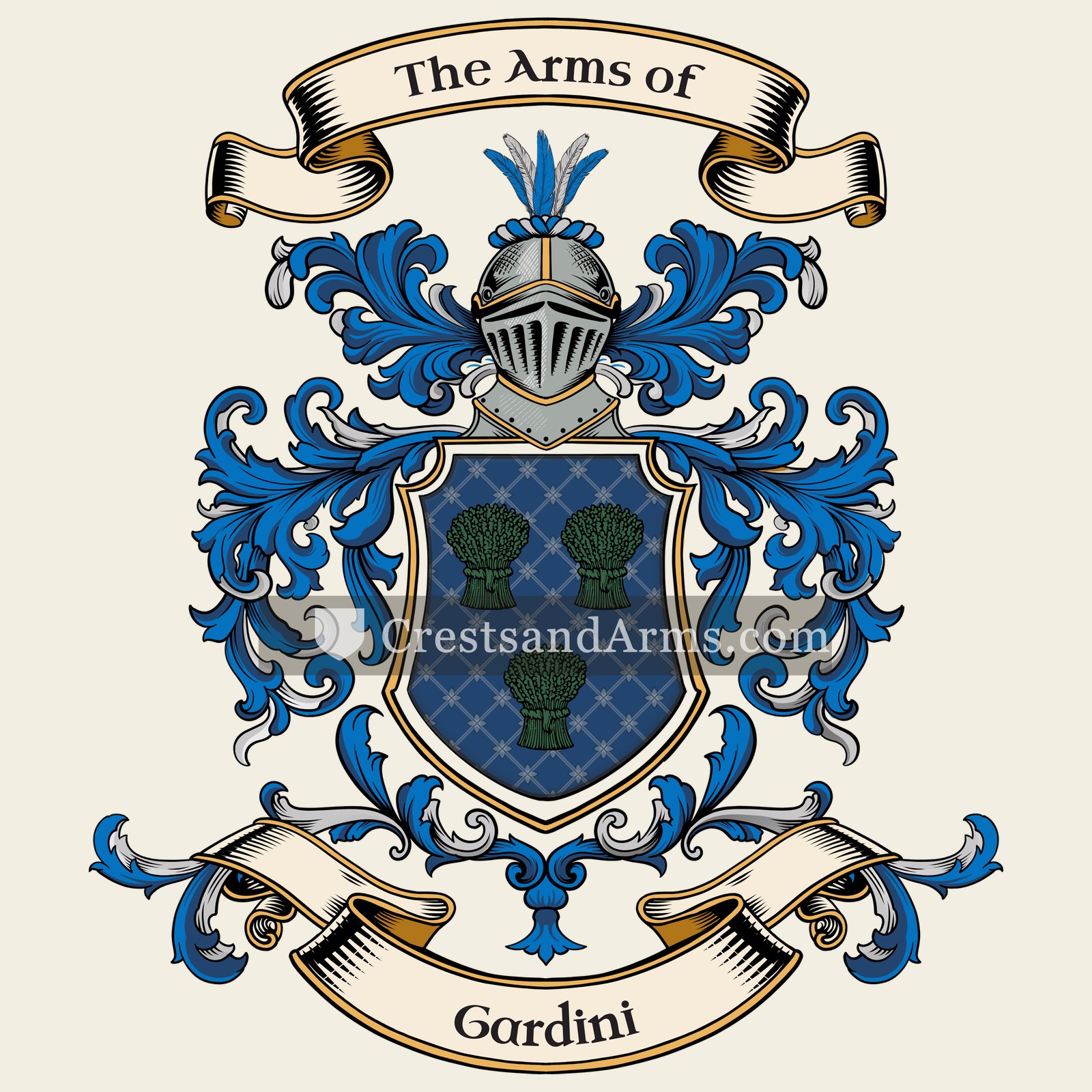 The Gardini coat of arms, drawn from the recorded blazon