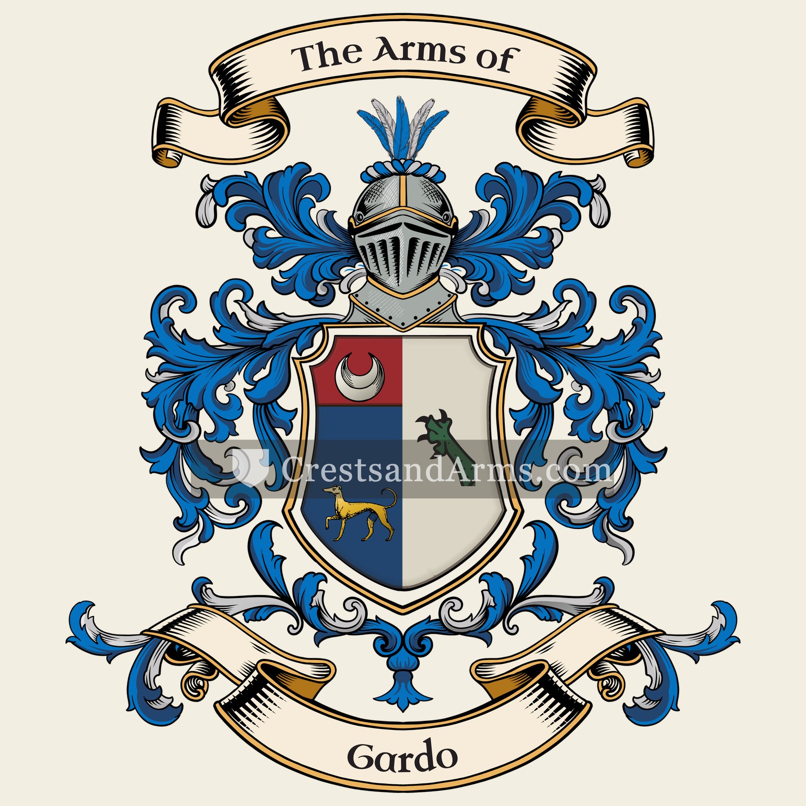 The Gardo coat of arms, drawn from the recorded blazon