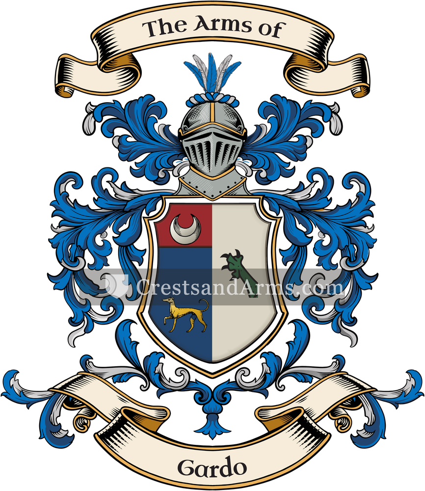 The Gardo coat of arms, drawn from the recorded blazon