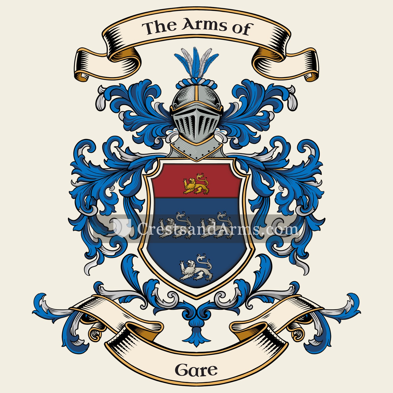 The Gare coat of arms, drawn from the recorded blazon