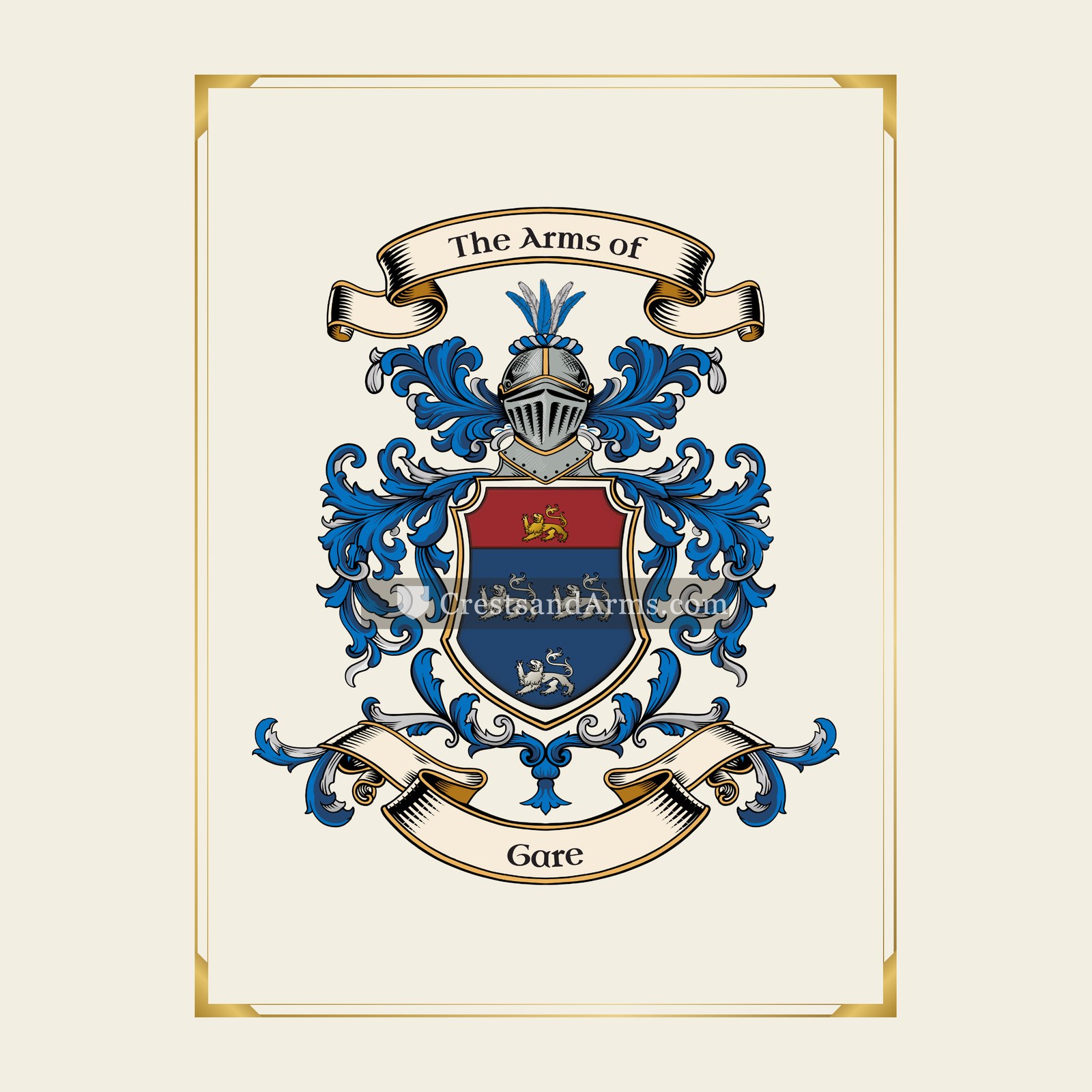 With gold border
