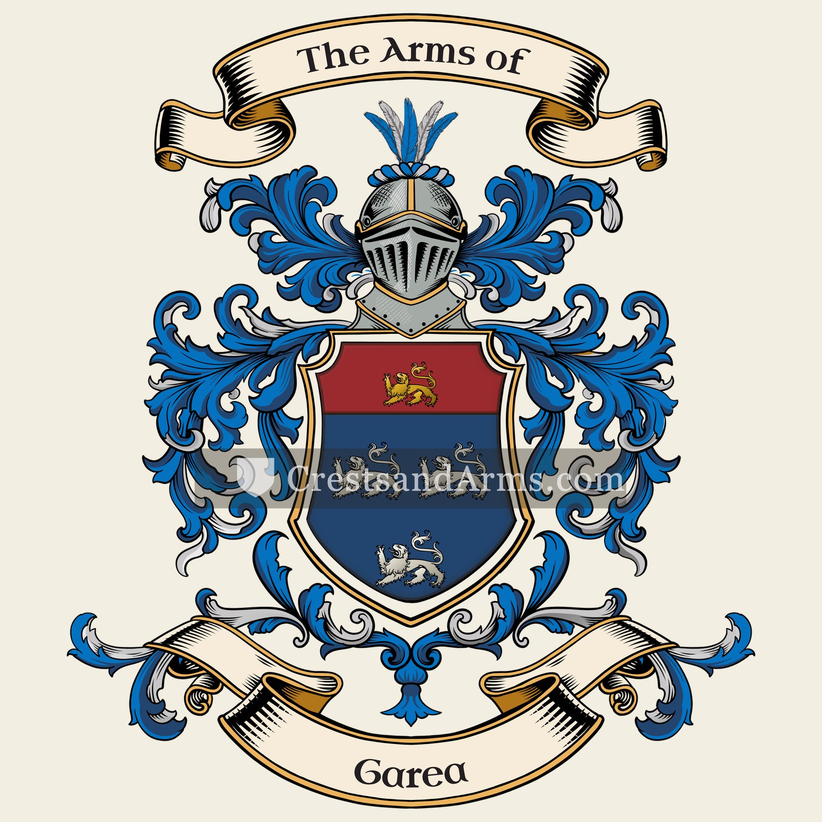 The Garea coat of arms, drawn from the recorded blazon