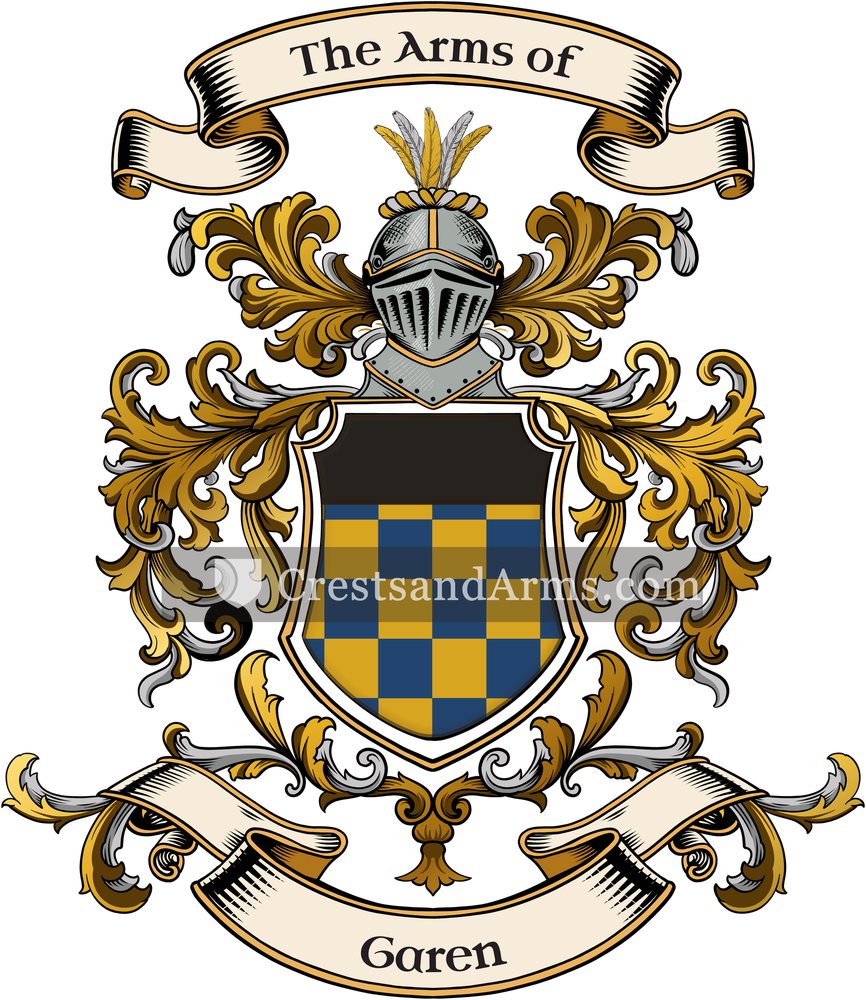The Garen coat of arms, drawn from the recorded blazon
