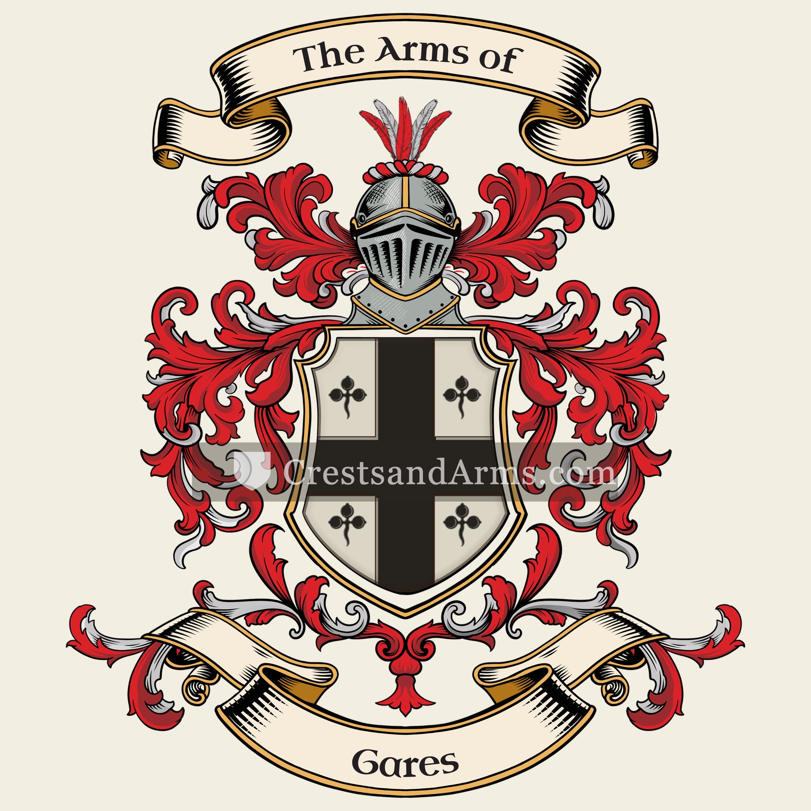 The Gares coat of arms, drawn from the recorded blazon