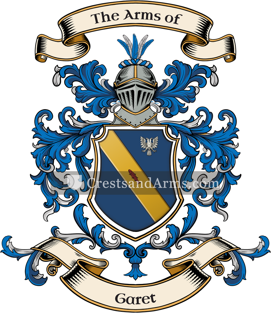 The Garet coat of arms, drawn from the recorded blazon