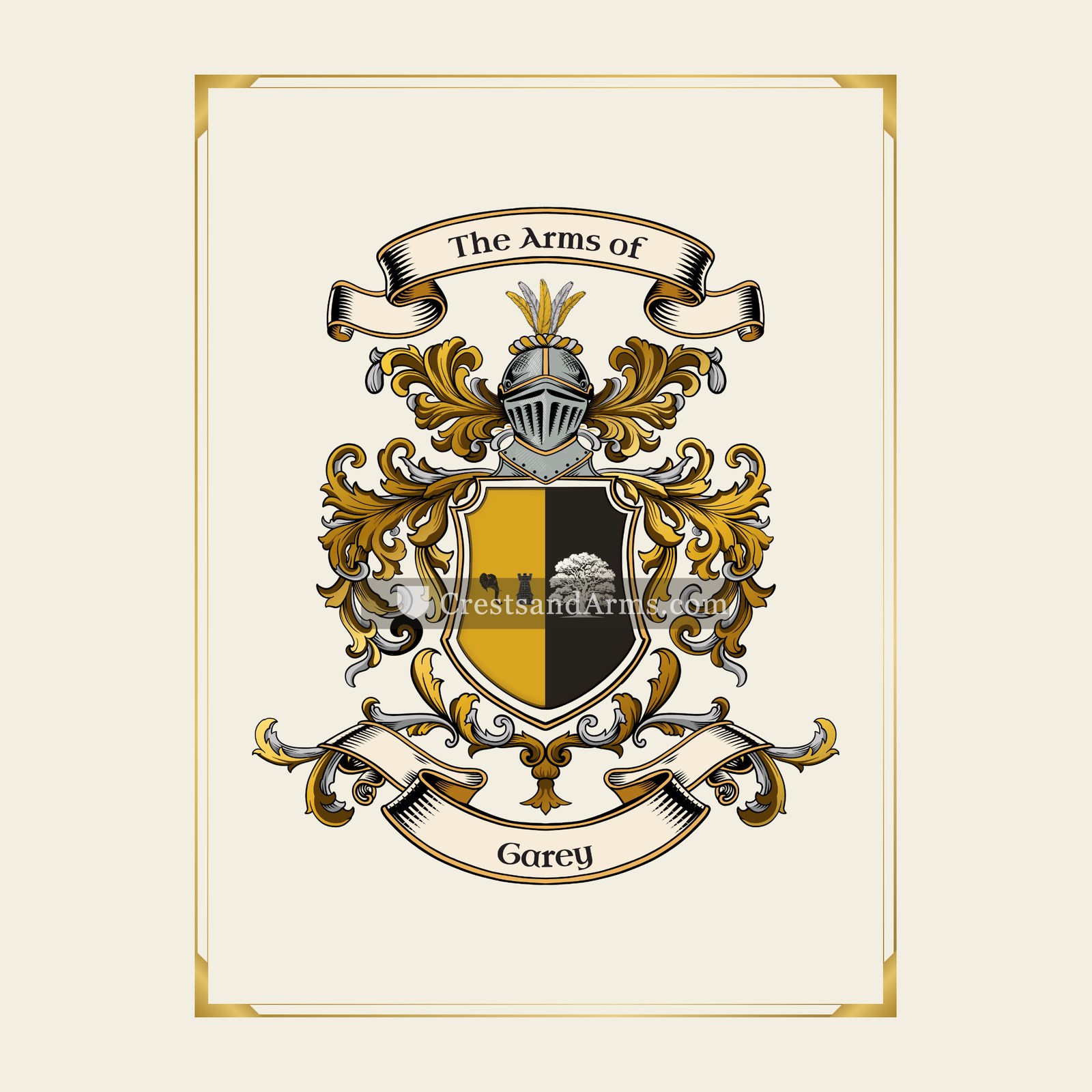 With gold border