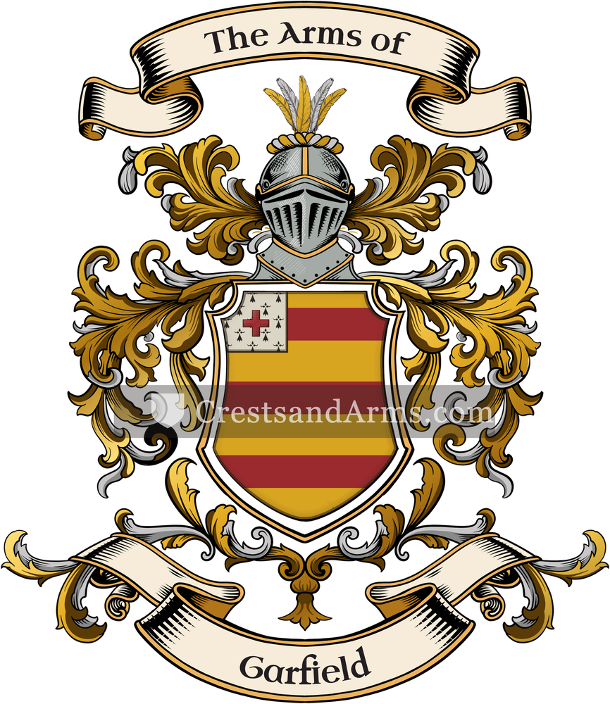 The Garfield coat of arms, drawn from the recorded blazon