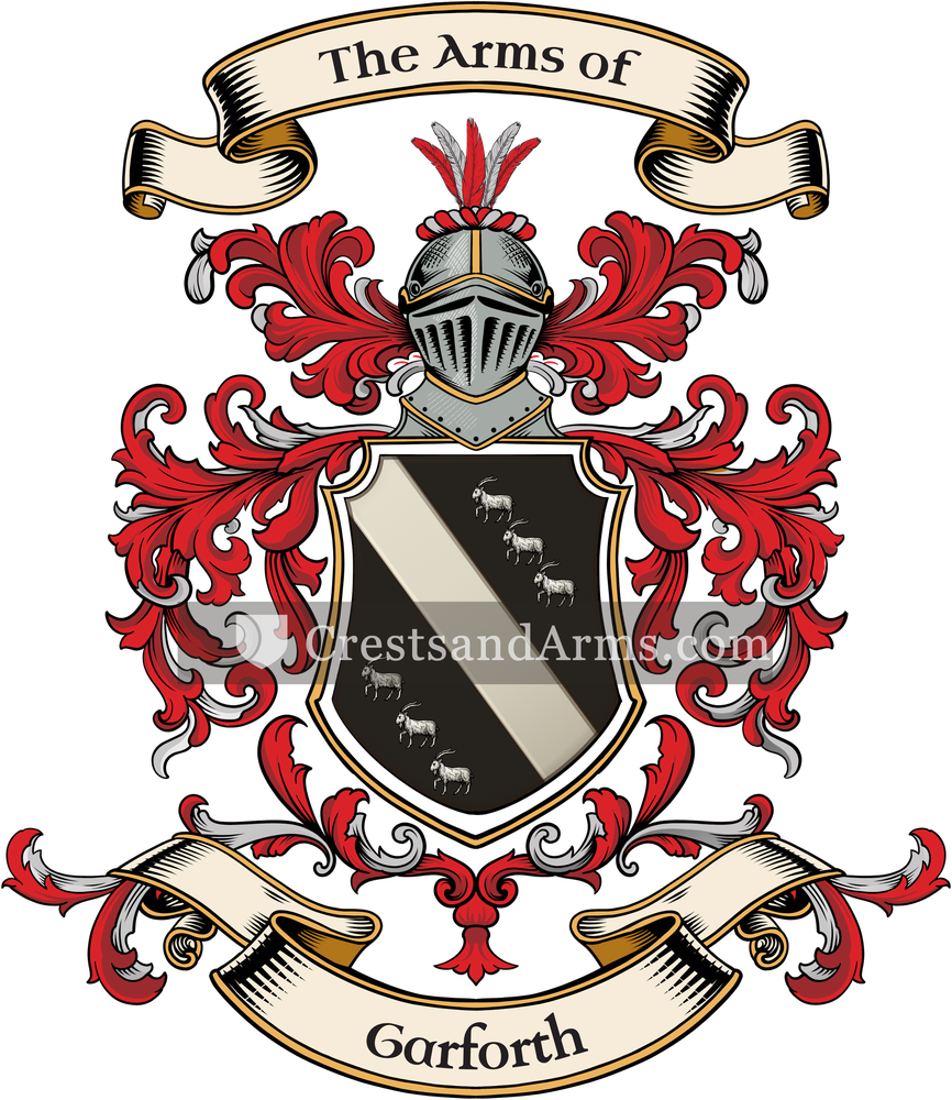 The Garforth coat of arms, drawn from the recorded blazon