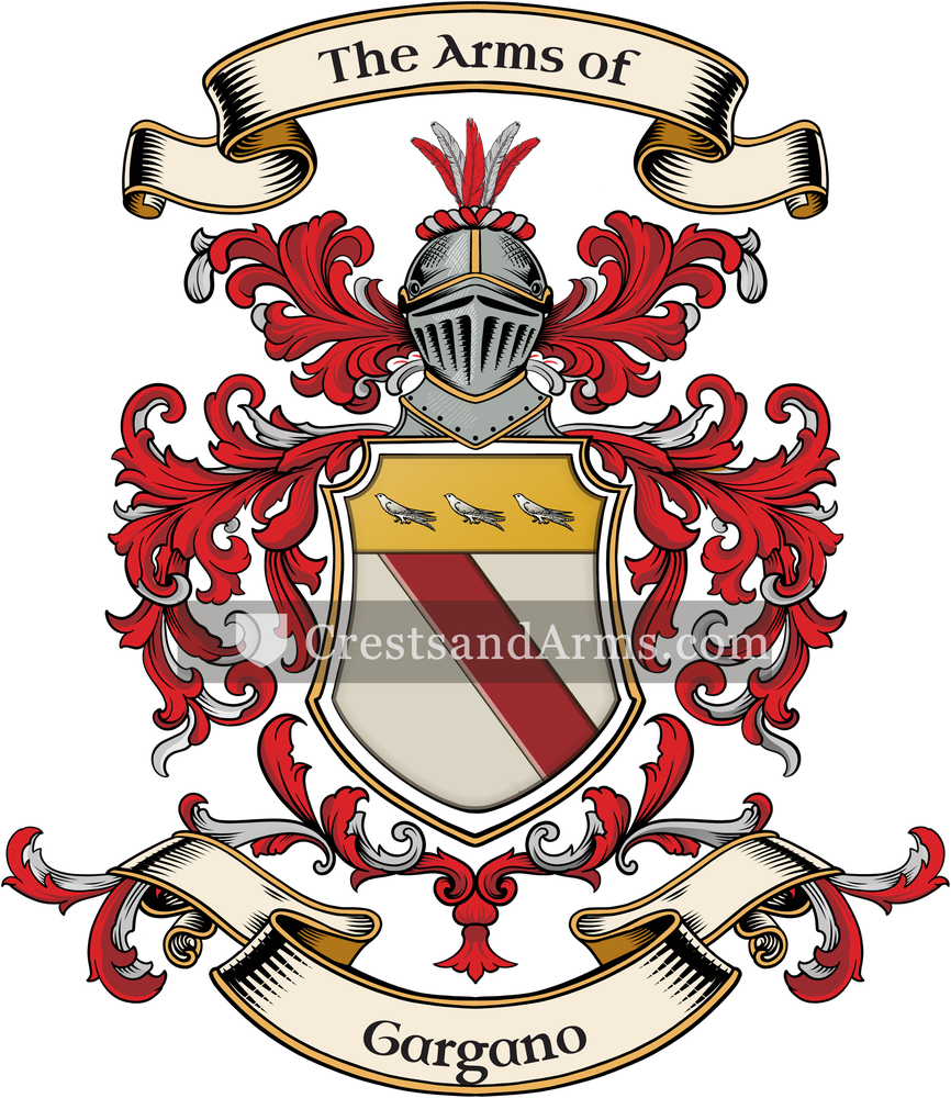 The Gargano coat of arms, drawn from the recorded blazon