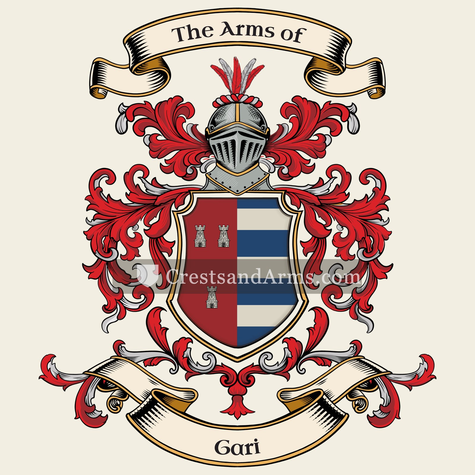 The Gari coat of arms, drawn from the recorded blazon