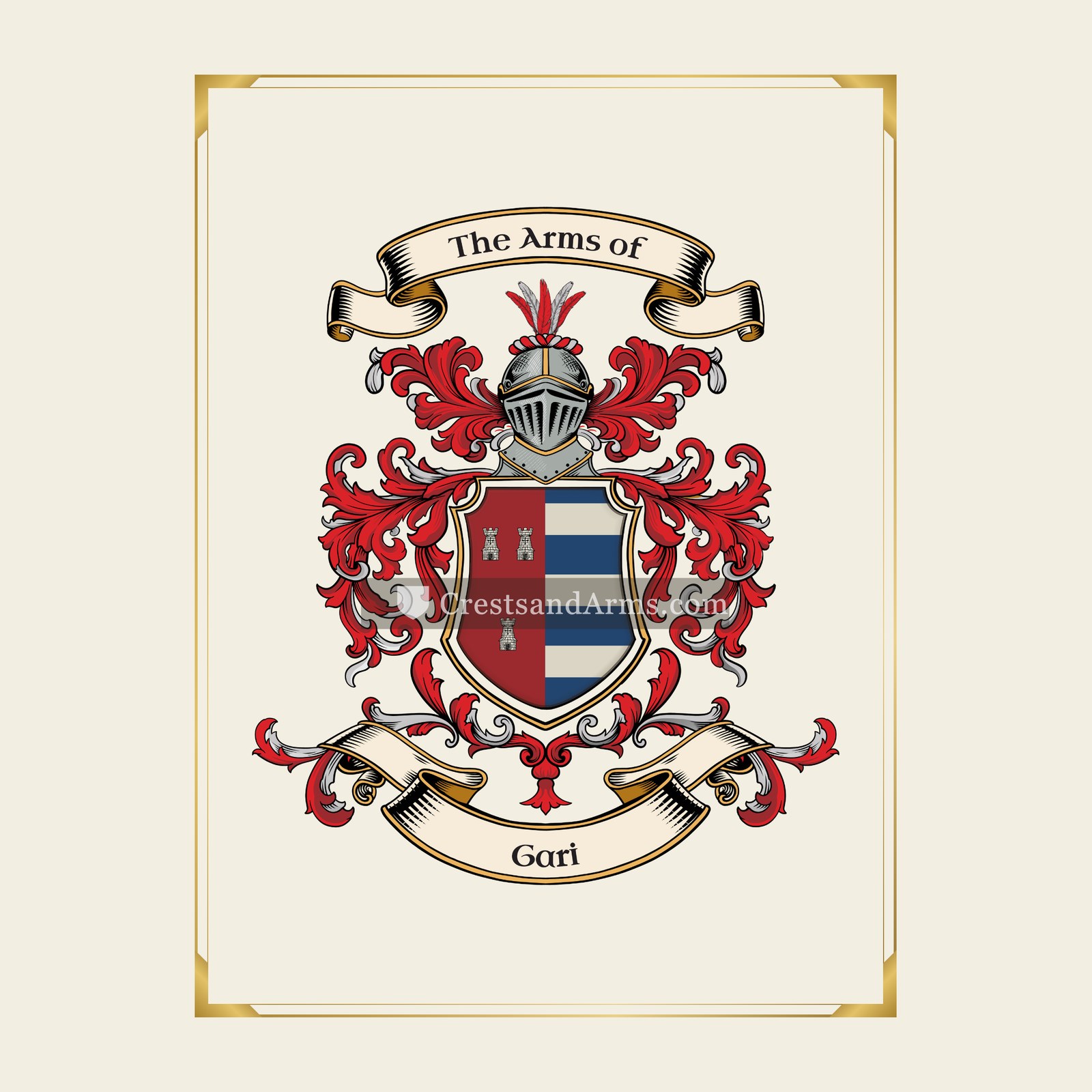 With gold border