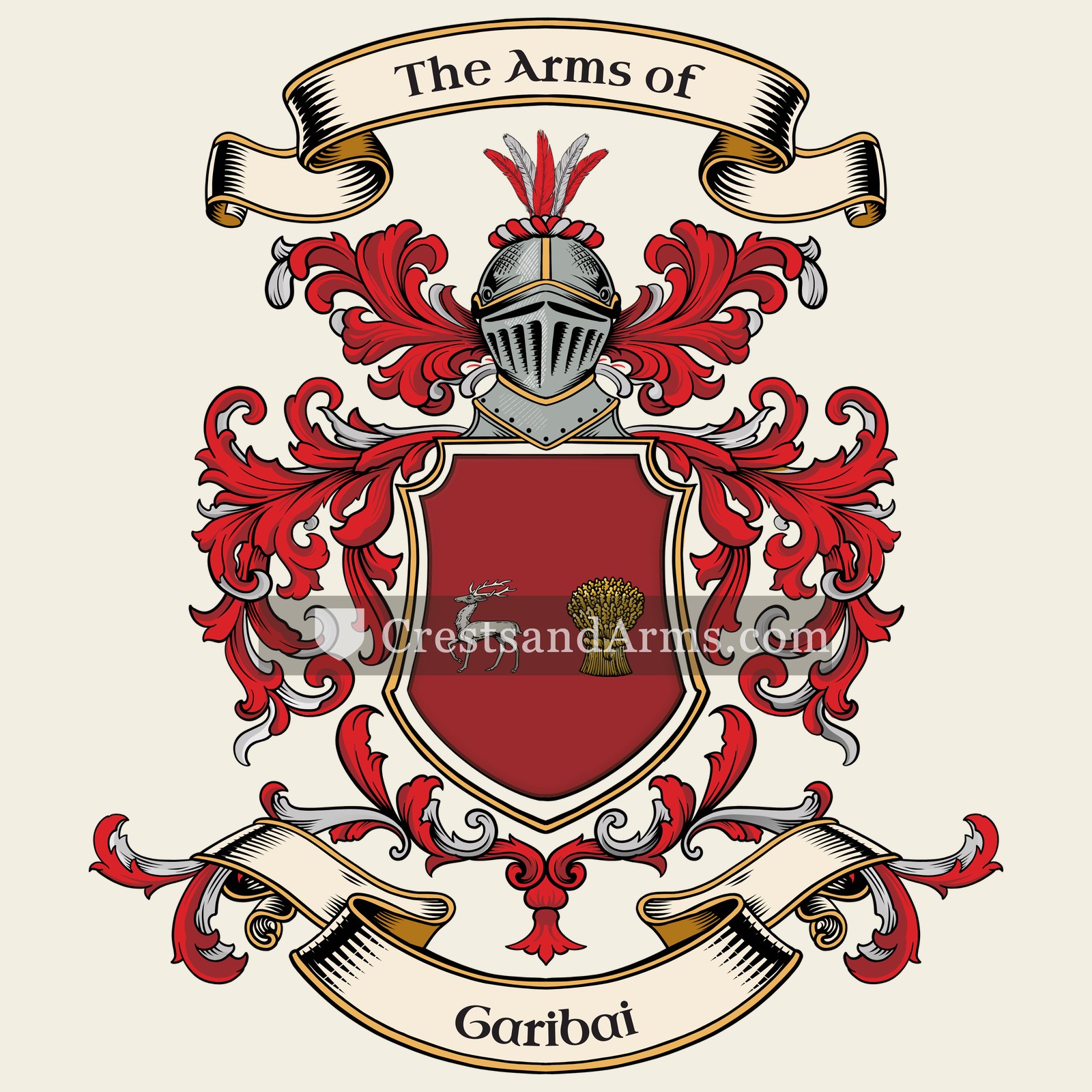 The Garibai coat of arms, drawn from the recorded blazon