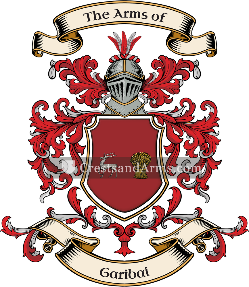 The Garibai coat of arms, drawn from the recorded blazon